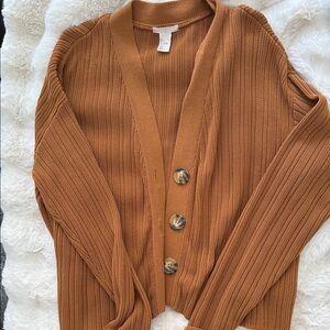 H&M Heavy Knit Brown Cardigan Sweater